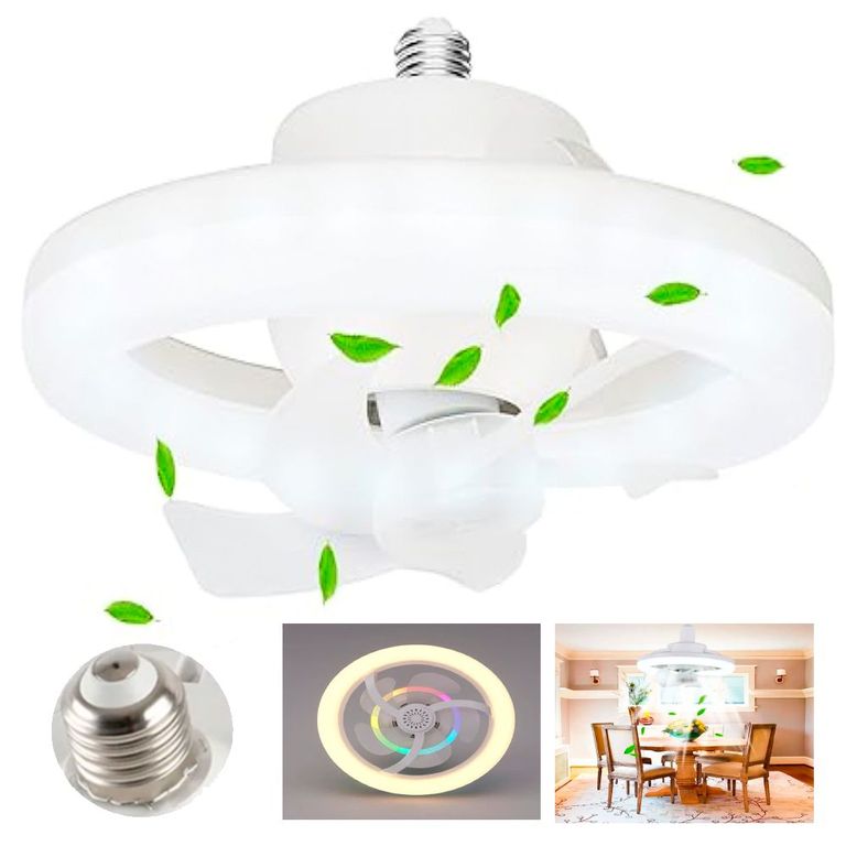 Foco Ventilador de Techo con Iluminaciòn Led RGB 2 en 1 Giratorio 360