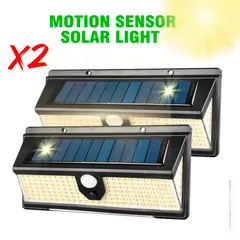 GENERICO - Combo 2 UND Lampara Foco Luz LED con Panel Solar con Sensor Movimiento Bateria Recargable