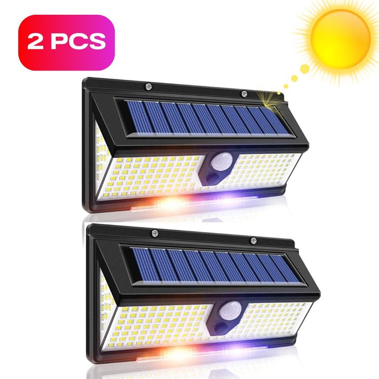 Lampara Foco Luz LED con Panel Solar con Sensor Movimiento Bateria Recargable