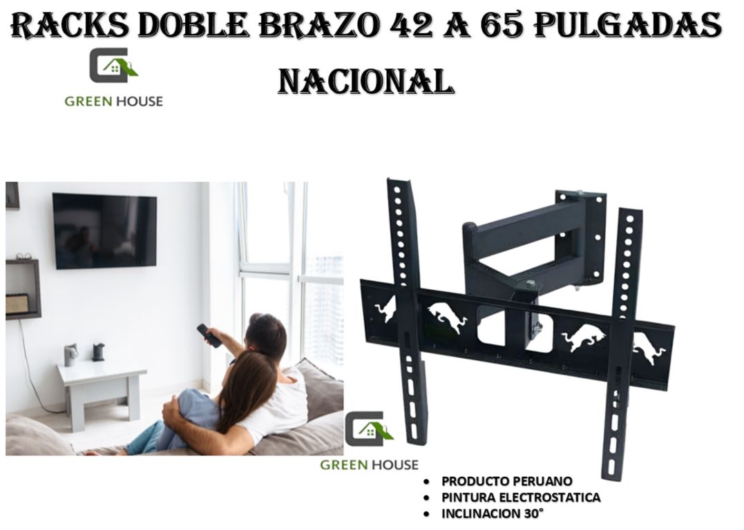 RACKS PARA TV DOBLE BRAZO LCD LED CURVO 42 A 65 PULGADAS NACIONAL
