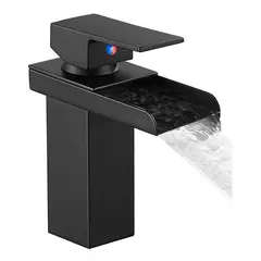 HOME NEAT - Grifo de Baño Grifo Lavabo Mezclador Monomando Negro 20cm