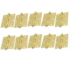 HERMEX - Bisagra 3"x3" acero latonado, redonda, 10 unidades