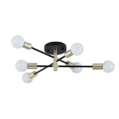 GENERICO - Lámpara Colgante Ariana negro con dorado 6 luces