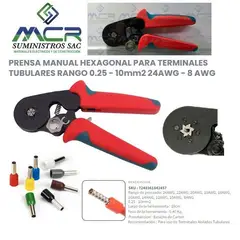 GENERICO - ALICATE PRENSA TERMINAL TUBULAR SOBREMOLDEADO 6 PUNTAS