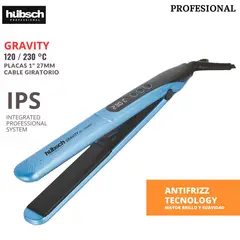 HUBSCH - Plancha de cabello ANTIFRIZZZ Profesional GRAVITY 230 °C Celest