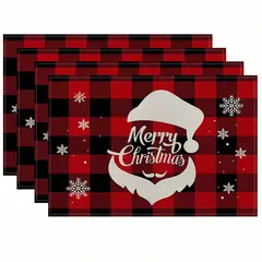 GENERICO - 4 Piezas/set Diseño Navideño Mantel Individual rojo