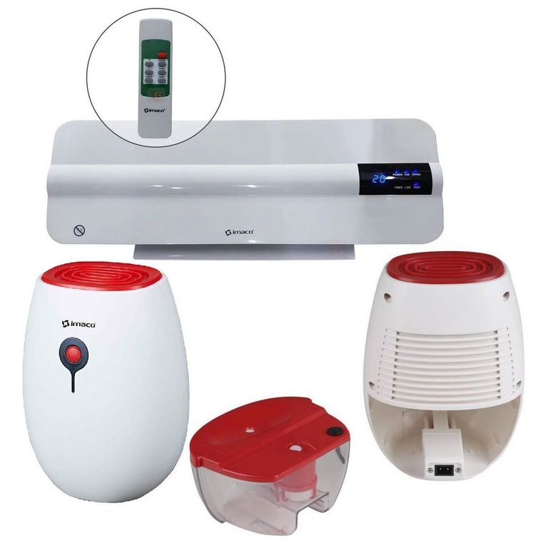 Combo Calentador de Pared 2000W y Deshumedecedor Portátil 500ml