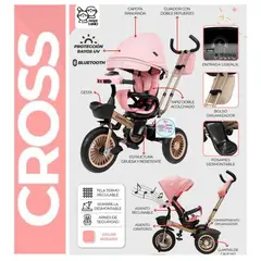 GENERICO - Triciclo Giratorio 3 en 1 CROSS Rosado