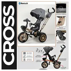 GENERICO - Triciclo Giratorio 3 en 1 CROSS Gris