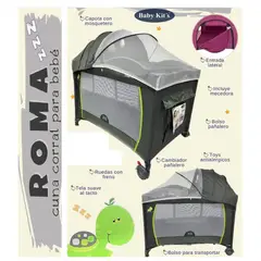 BABY KITS - Cuna Corral Roma con Ruedas Verde
