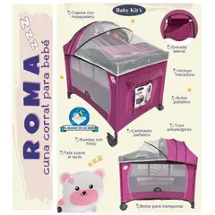 BABY KITS - Cuna Corral Roma con Ruedas Morado
