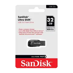 SANDISK - Memoria USB 3.0 Ultra Shift 32GB 100Mb/S Negro