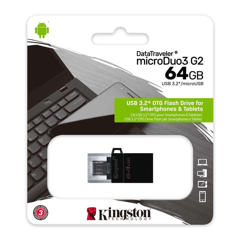 Memoria MicroDuo 64GB 3.0 USB OTG Plomo