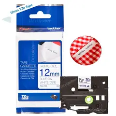 Brother - Cinta Textil TZE-FA3 (12mm x 3 mts) Texto azul y fondo blanco