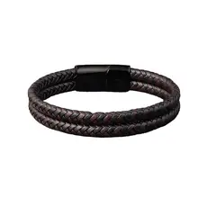 GENERICO - Pulsera brazalete de cuero genuino Red para hombres