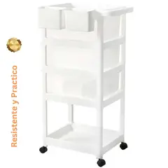 GENERICO - Carrito Organizador Multiusos de 3 Niveles Con Ruedas Color Blanco
