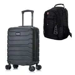 INUSA - Maleta Cabinera Trend Negro y Mochila Portalaptop MO305