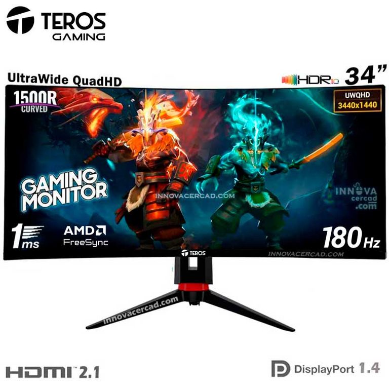 Monitor TE-3411G, 34" Curvo, 180Hz, 1MS, 3440 x 1440, DisplayHDR