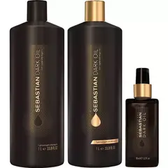 SEBASTIAN - Shampoo 1Lt + Acondicionador+ Serum Aceite de Argan Dark Oil