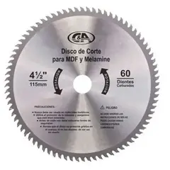 C AND A TOOLS - DISCO DE CORTE D/MADERA 60 DIENTES 4 1/2" C&A