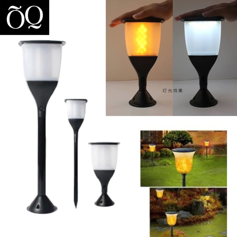 Antorcha Solar 3 modos Luz Blanca y Amarilla tipo Estaca para Jardin