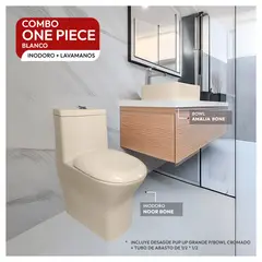 STONE - COMBO INODORO ONE PIECE MINIMALISTA NOOR BONE BOWL AMALIA BONE