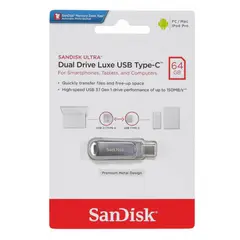 SANDISK - Memoria USB Ultra Dual Drive Luxe 64GB 3.1 Tipo C