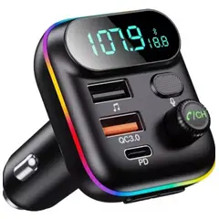 GENERICO - Transmisor Fm Bluetooth Cargador Usb MP3 Audio Auto