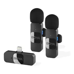 BOYA - 2 Micrófonos BY-V2 Inalámbrico Solapa Lavalier Para iPhone Pro