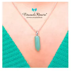 FERNANDA ROMERO JOYAS Y ACCESORIOS - Collar Jade Piedra Natural con cadena de Plata de Ley