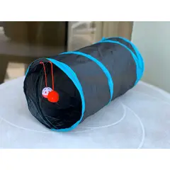 QUE PATAS PET SHOP - Túnel Negro con Celeste para Gato