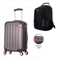 DUKAP - Maleta Cabinera 51cm Intely Gris Oscuro y Mochila Portalaptop MO305