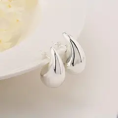 GENERICO - Aretes gota con tuercas plateado talla S