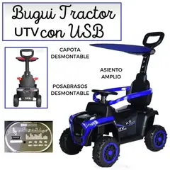 GENERICO - Correpasillo Con Empujador Bugui Tractor con USB Azul