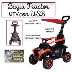 GENERICO - Correpasillo Con Empujador Bugui Tractor con USB Rojo