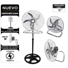 IMPORTADO MC - Ventilador 3 en 1 Pie Pared Mesa 18" Pulgadas 5 Aspas