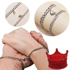 GENERICO - Pulsera de Parejas Promesa de Amor Corazon Magnetico De Acero Inoxidable