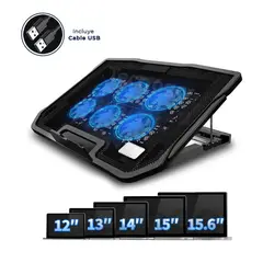 GENERICO - Cooler 6 Ventiladores Gamer Enfriamiento de Laptop o Notebook 15.6"