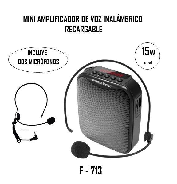 MINI AMPLIFICADOR DE VOZ CON MICROFONO INALÁMBRICO F-713