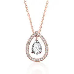 LA TIENDA 88 JOYAS Y ACCESORIOS - La Tienda 88 - Collar Mujer Gota de Cristal Bañado Oro de 18k - Rosa