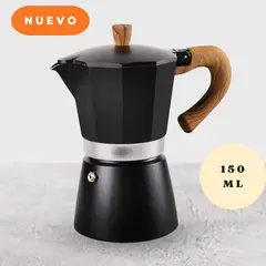 GENERICO - Cafetera Italiana Clásica con Mango de Madera de 150 ML Negro