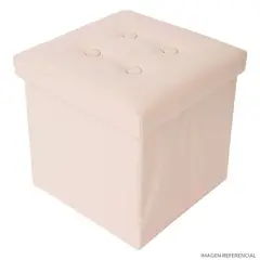 INSPIRA MARKET - Taburete Baul reposapiés asiento acolchado hueso