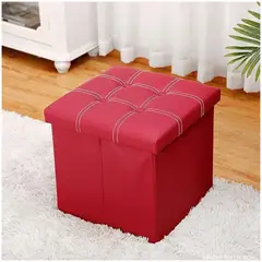 INSPIRA MARKET - Taburete Baul reposapiés asiento acolchado rojo