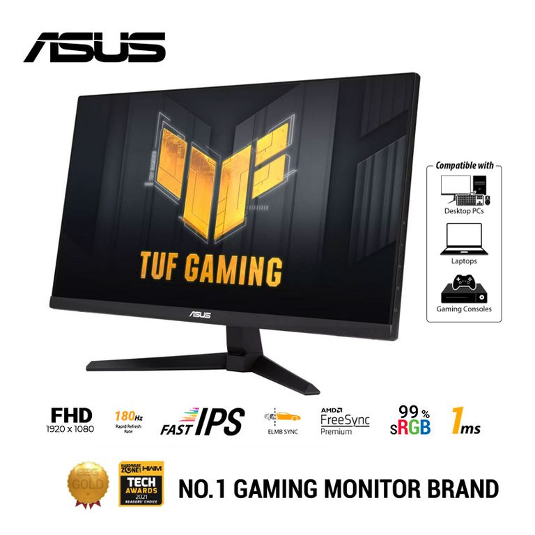 MONITOR GAMER TUF GAMING VG249Q3A FHD PLANO 24 FAST IPS 180HZ 1MS