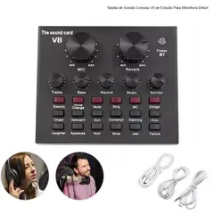DREIZT - Tarjeta de Sonido Consola V8 de Estudio para Micrófono