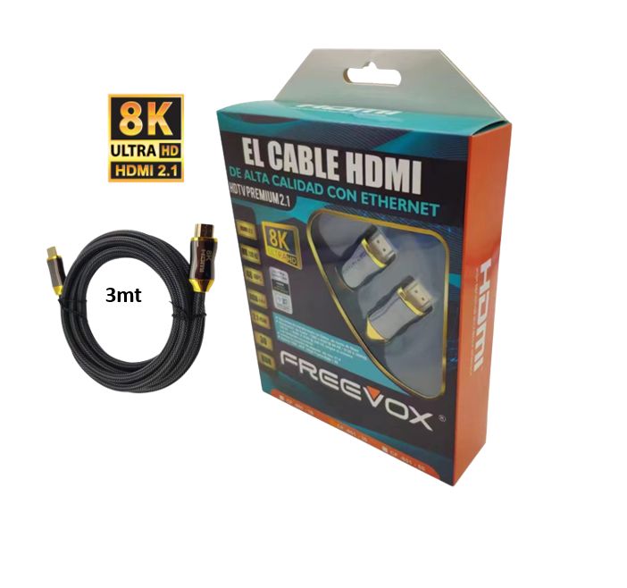 Cable HDMI 8k TRENZADO 3M V2.1 CON ETHERNET