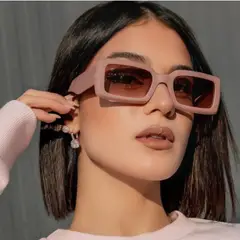 GENERICO - Gafas o lentes cuadrados de sol clasicas modelo retro -m Rosa