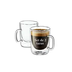 GENERICO - Taza doble capa espresso 90ml SET DE DOS UNIDADES
