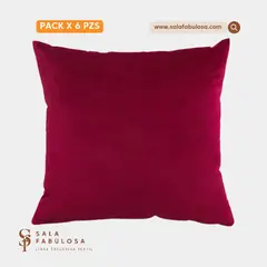 SALA FABULOSA - Funda de cojín 6 pzs terciopelo color guinda