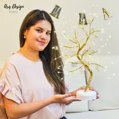 GENERICO - Lámpara Velador Hojas Doradas